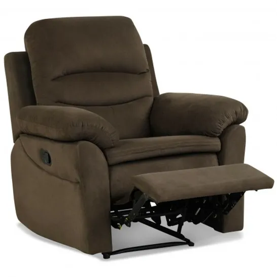 BOXED COSTWAY BROWN METAL MICROFIBER RECLINER SINGLE SOFA ARMCHAIR WITH FOOTREST