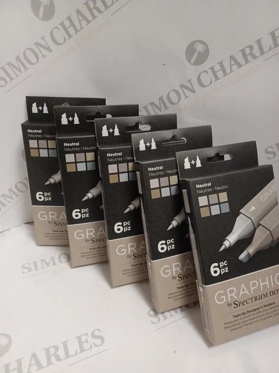 5 X BOXES OF GRAPHIC TWIN TIP DESIGNER MARKERS BY SPECTRUM NOIR