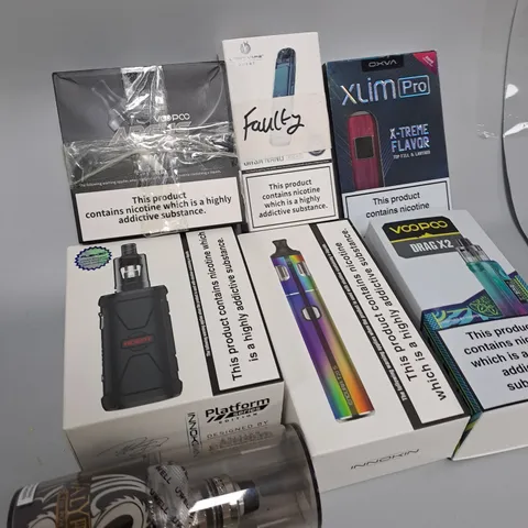 BOX OF APPROXIMATELY 15 ASSORTED E-CIGARATTES TO INCLUDE VAPEROSSO , ASPIRE, INNOKIN ETC.