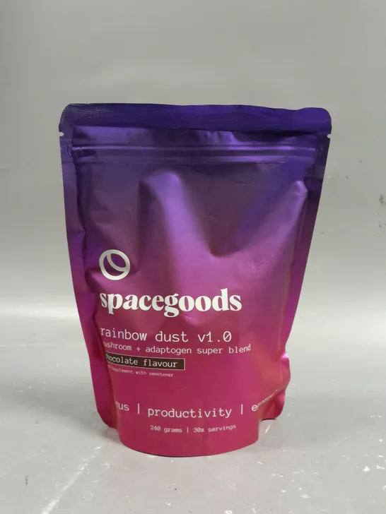 SEALED SPACEGOODS RAINBOW DUST V1.0 MUSHROOM & ADAPTOGEN SUPER BLEND - CHOCOLATE - 240G