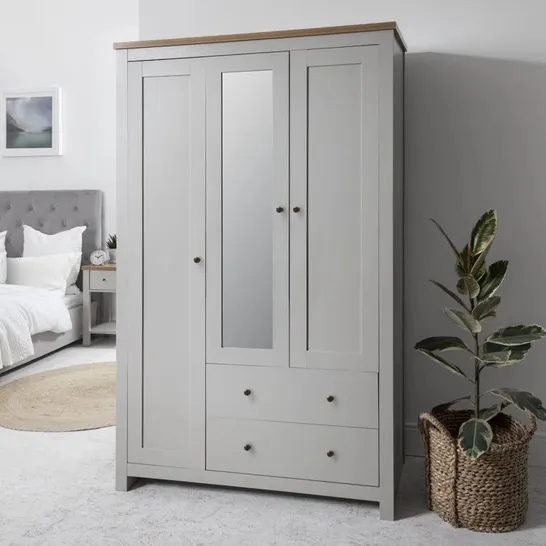 BOXED ALLYZON ALABASTER 3 DOOR WARDROBE (1 BOX)