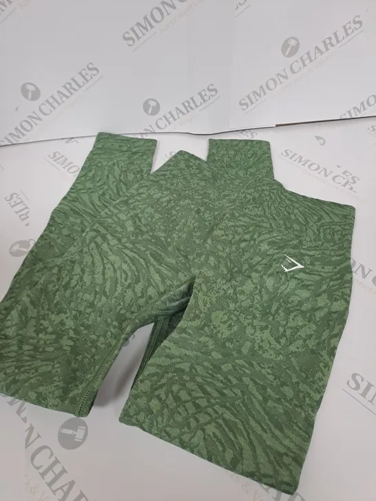 GYMSHARK GREEN PRINT STYLE GYM PANTS 