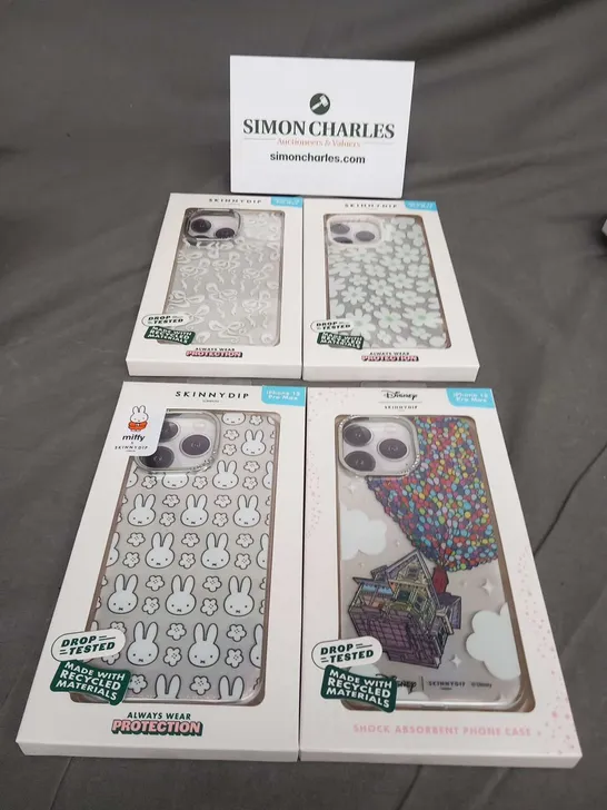 FOUR BRAND NEW SKINNYDIP IPHONE 15 PRO MAX PHONE CASES TO INCLUDE; MIFFY AND DISNEY