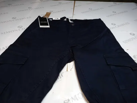 JACK & JONES TAPERED STRAIGHT LEG PANTS IN NAVY - SIZE 32