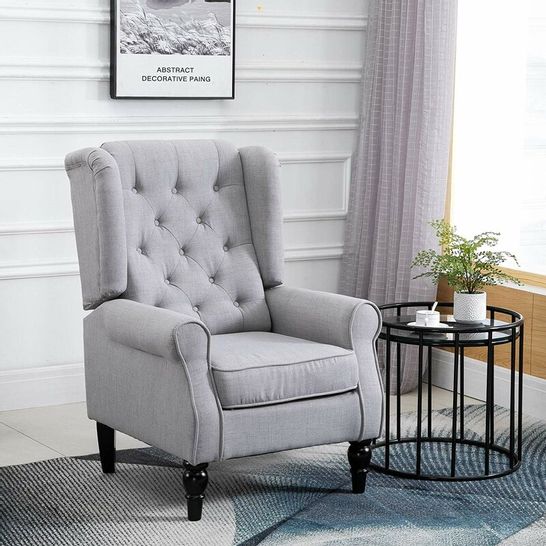 BOXED ALTON WINGBACK UPHOLSTERED CHAIR - GREY