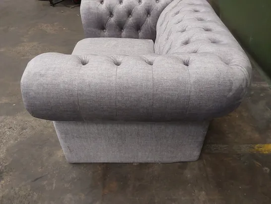 DESIGNER CHESTERFIELD SILVER VELVET ARMCHAIR 