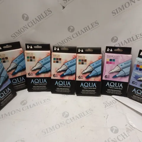 APPROXIMATELY 7 AQUA BY SPECTRUM NOIR TWIN-TIP DESIGNERS MARKERS (6 PC PACK - 4 EARTH, 2 BRIGHTS, 1 BOTANICALS)