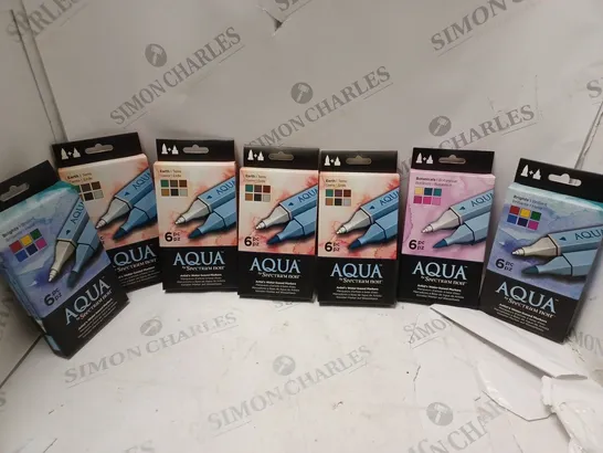 APPROXIMATELY 7 AQUA BY SPECTRUM NOIR TWIN-TIP DESIGNERS MARKERS (6 PC PACK - 4 EARTH, 2 BRIGHTS, 1 BOTANICALS)