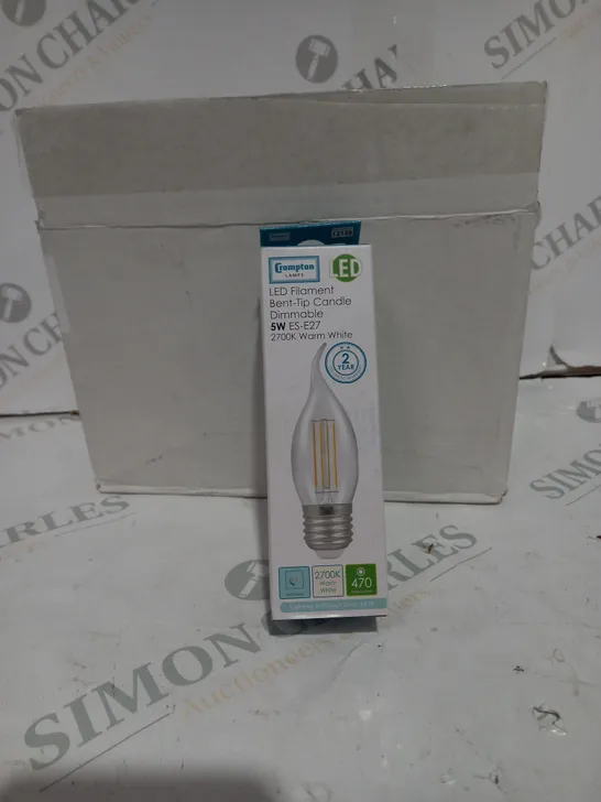 BOX OF 10 LED FILAMENT BENT TIP CANDLE WARM WHITE BULBS