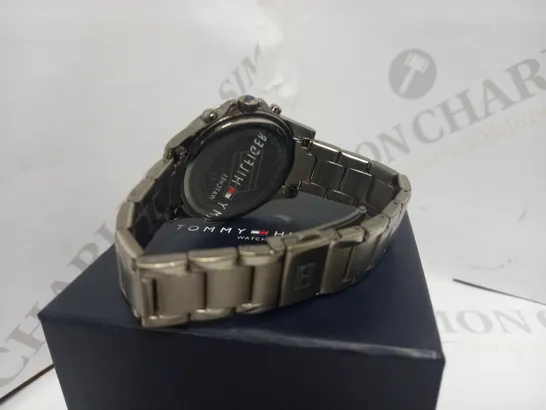 TOMMY HILFIGER HAVEN GUNMETAL STAINLESS STEEL GREY SUNRAY DIAL LADIES WATCH RRP £219