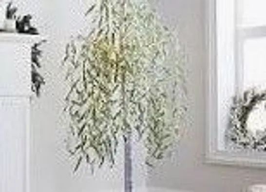 BOXED ALISON CORK 180CM PRE-LIT GREEN LEAF DETAIL INDOOR WILLOW TREE (COLLECTION ONLY)