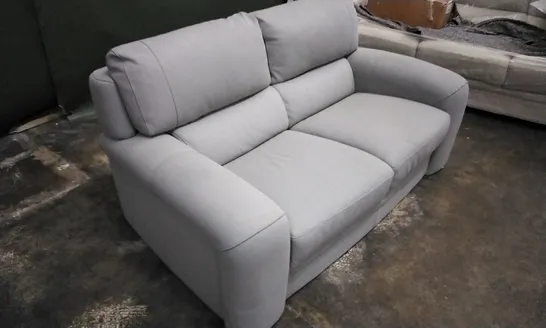 QUALITY ITALIAN DESIGNER ONTARIO 2 SEATER SOFA JN LIGHT GREY LEATHER