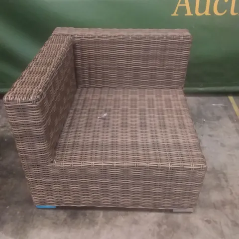 RATTAN EFFECT CORNER SOFA SECTION BROWN