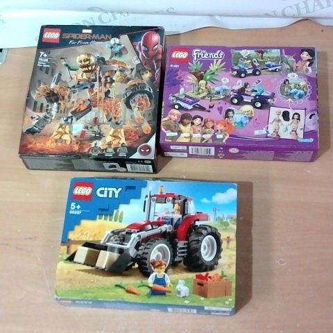 LOT OF 3 ASSORTED PACKS OF LEGO TO INCLUDE FRIENDS, MARVEL SPIDER-MAN AND CITY