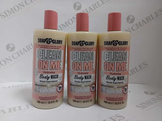 BOX OF 3 SOAP AND GLORY CLEAN ON ME BODY WASH