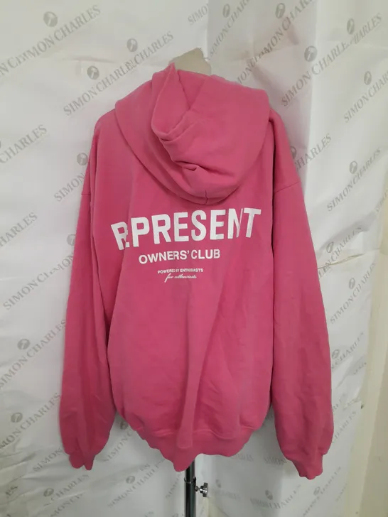 REPRESENT OWNER'S CLUB JERSEY HOODIE IN BUBBLEGUM PINK SIZE M