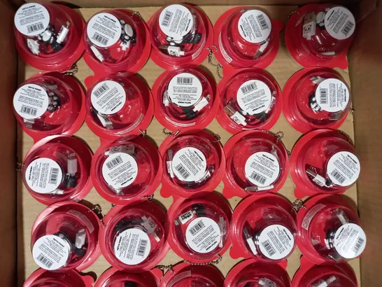 BOX OF APPROXIMATELY 200 PATCH PANDA USB CABLES IN RED