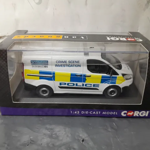 BOXED CORGI VANGUARDS 1/43 FORD TRANSIT CUSTOM LEADER, WEST YORKSHIRE POLICE