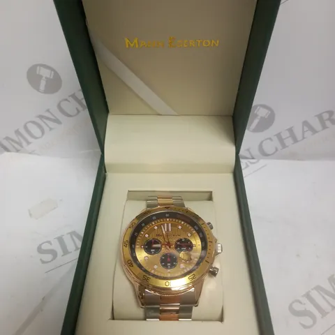 BOXED LIMITED EDITION MANN EGERTON HAND ASSEMBLED COUNTERSPY IN TWO TONE GOLD WATCH