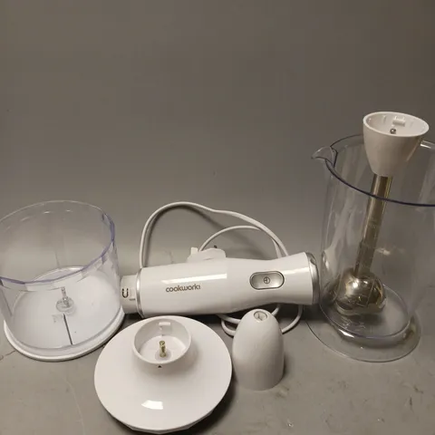 COOKWORKS STAINLESS STEEL HAND BLENDER WITH ACCESSORIES WHITE