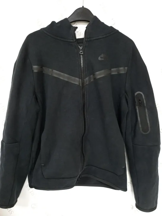 NIKE ZIP UP LONG SLEEVE HOODED FLEECE IN BLACK - XL