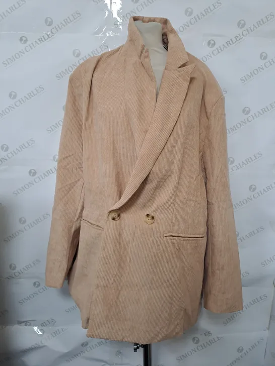 MENACE CORD SUIT JACKET IN STONE - SIZE 42