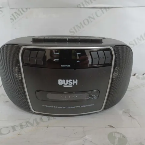 BOXED BUSH CD/CASSETTE BOOMBOX WITH RADIO IN BLACK