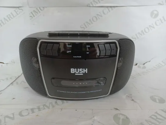 BOXED BUSH CD/CASSETTE BOOMBOX WITH RADIO IN BLACK