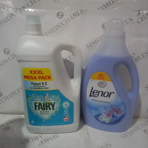 BOX OF APPROX 5 ASSORTED LIQUIDS TO INCLUDE -LENOR SPRING AWAKENING - FAIRY NON BIO COMPACT 