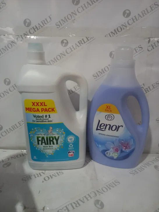 BOX OF APPROX 5 ASSORTED LIQUIDS TO INCLUDE -LENOR SPRING AWAKENING - FAIRY NON BIO COMPACT 