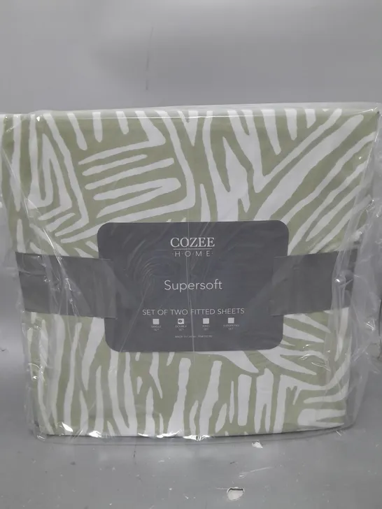 SUPERSOFT BY COZEE HOME SET OF 2 PRINT AND SOLID FITTED SHEET