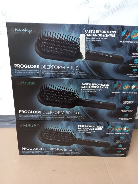 LOT OF 3 REVAMP PROGLOSS DEEPFORM CERAMIC BRUSHES