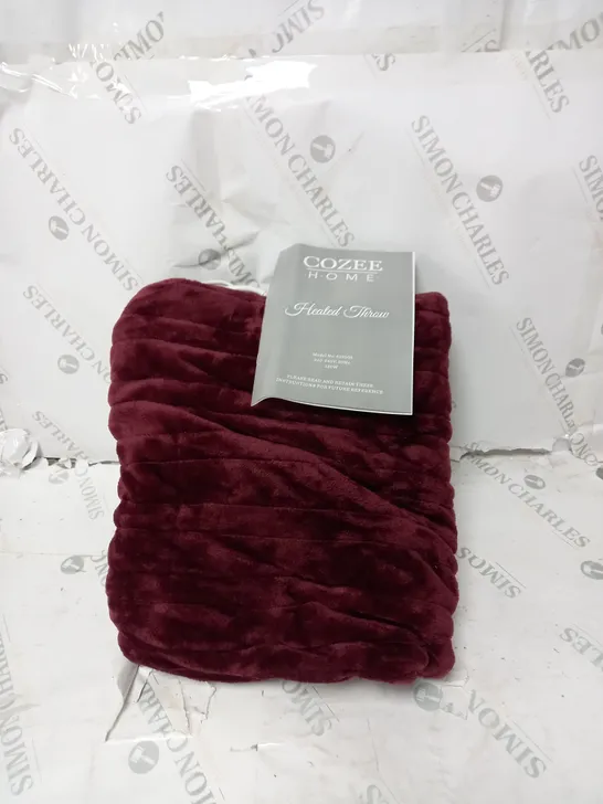 BOXED COZEE HOME VELVETSOFT HEATED THROW IN SHIRAZ WINE