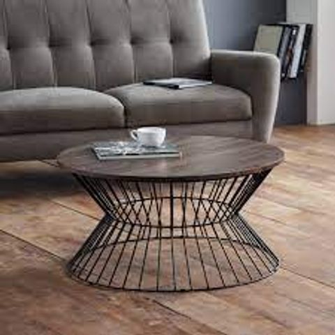 BOXED JERSEY ROUND WIRE COFFEE TABLE BLACK (1 BOX)