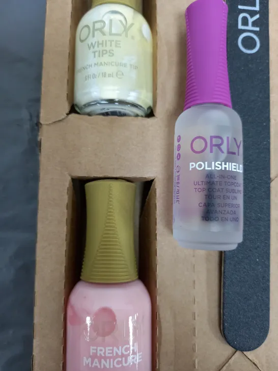 ORLY 4 PIECE SET TO INCLUDE BONDER, PLISHIELD, FRENCH MANICURE ETC