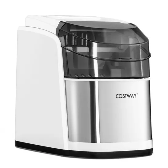 BOXED COSTWAY PORTABLE COUNTERTOP ICE MAKER WITH ICE SCOOP AND BASKET - WHITE