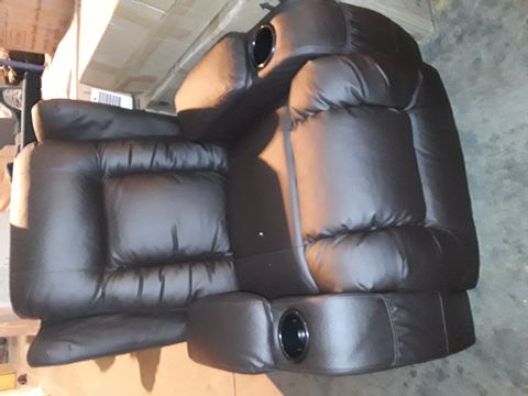 DESIGNER BLACK LEATHER POWER RECLINING EASY CHAIR