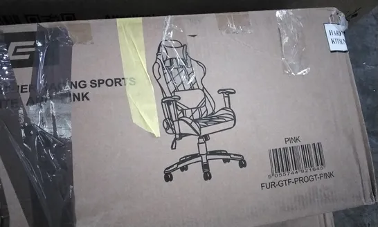 BOXED GTFORCE PROGT LEATHER RACING SPORTS OFFICE CHAIR IN WHITE AND PINK 