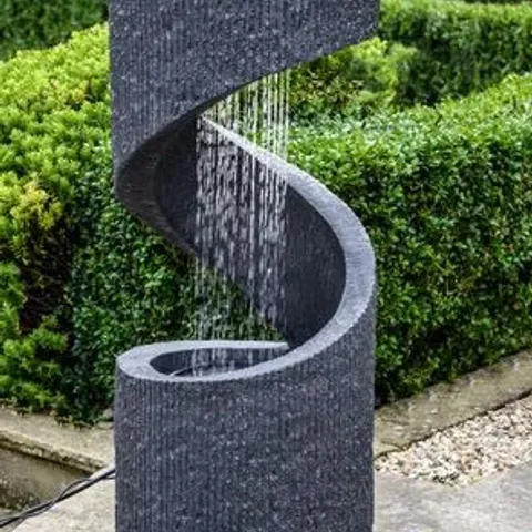 BOXED BRANT GLASS FIBRE REINFORCED CONCRETE SPIRAL WATER FEATURE WITH LED (1 BOX)