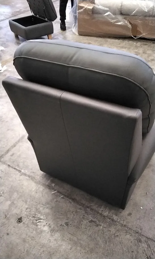 QUALITY BRITISH DESIGNED & MANUFACTURED G PLAN HOLMES SMALL ARMCHAIR CAMBRIDGE SLATE LEATHER