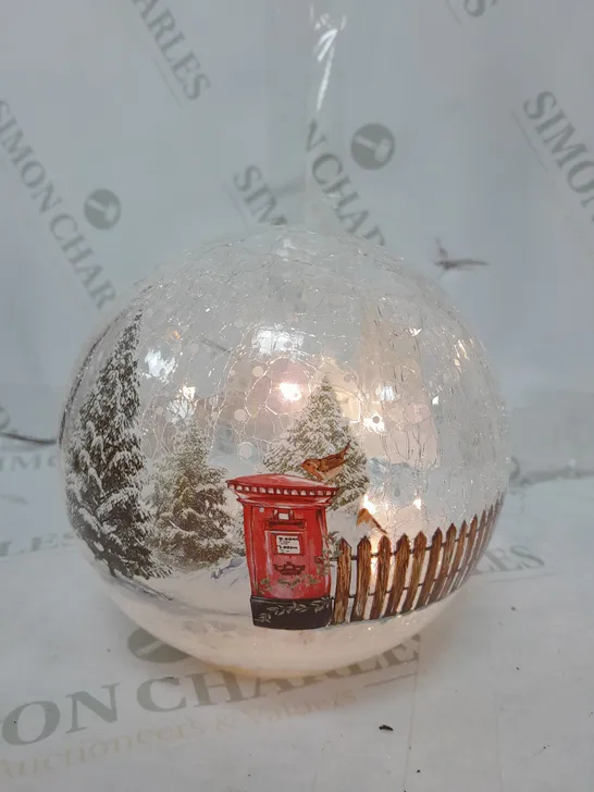 FESTIVE PRE-LIT SCENIC CRACKLE GLASS SPHERE