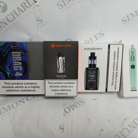 BOX OF 30 ASSORTED E-CIGARATTES TO INCLUDE SMOKEX , GEEKVAPE , INNOKIN ETC.