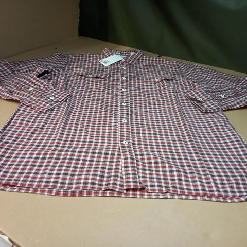 LEVIS BROWN/RED CHECKED MENS SHIRT - LARGE