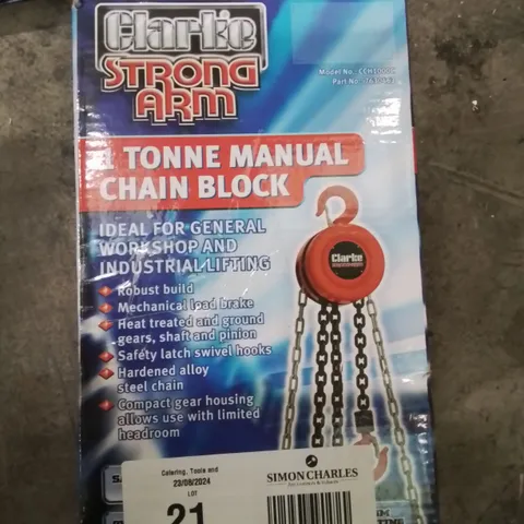 BOXED CLARKE 1 TONNE MANUAL CHAIN BLOCK