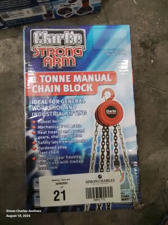 BOXED CLARKE 1 TONNE MANUAL CHAIN BLOCK