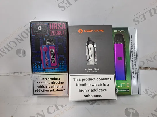 APPROXIMATELY 20 VAPES & E-CIGARETTES TO INCLUDE - OXVA XLIM C - LSOT VAPE URSA POCKET - GEEK VAPE B60 ECT