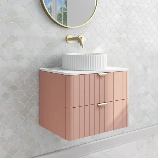 BOXED EMPIRE 600MM WALL HUNG VANITY UNIT - MATT NUDE