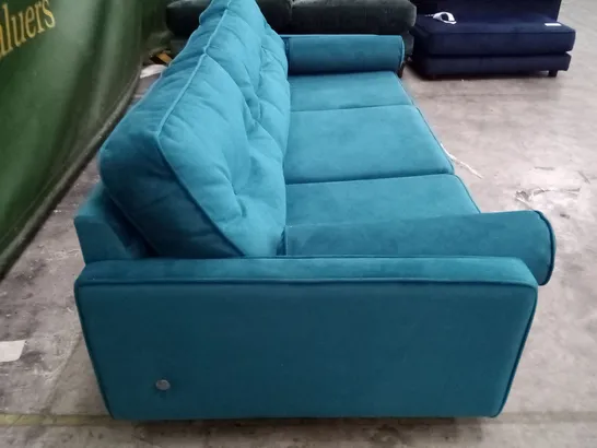 QUALITY THE LOUNGE CO DESIGNER  EDIE 3 SEATER SOFA - TEAL FABRIC