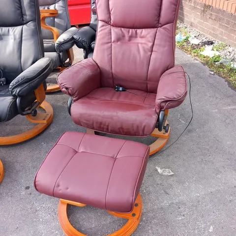 DESIGNER SIENNA BURGUNDY SWIVEL CHAIR WITH FOOTSTOOL