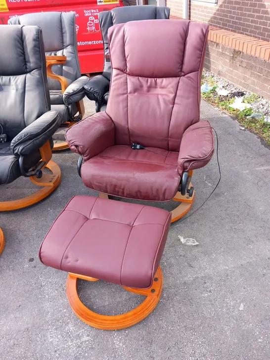 DESIGNER SIENNA BURGUNDY SWIVEL CHAIR WITH FOOTSTOOL